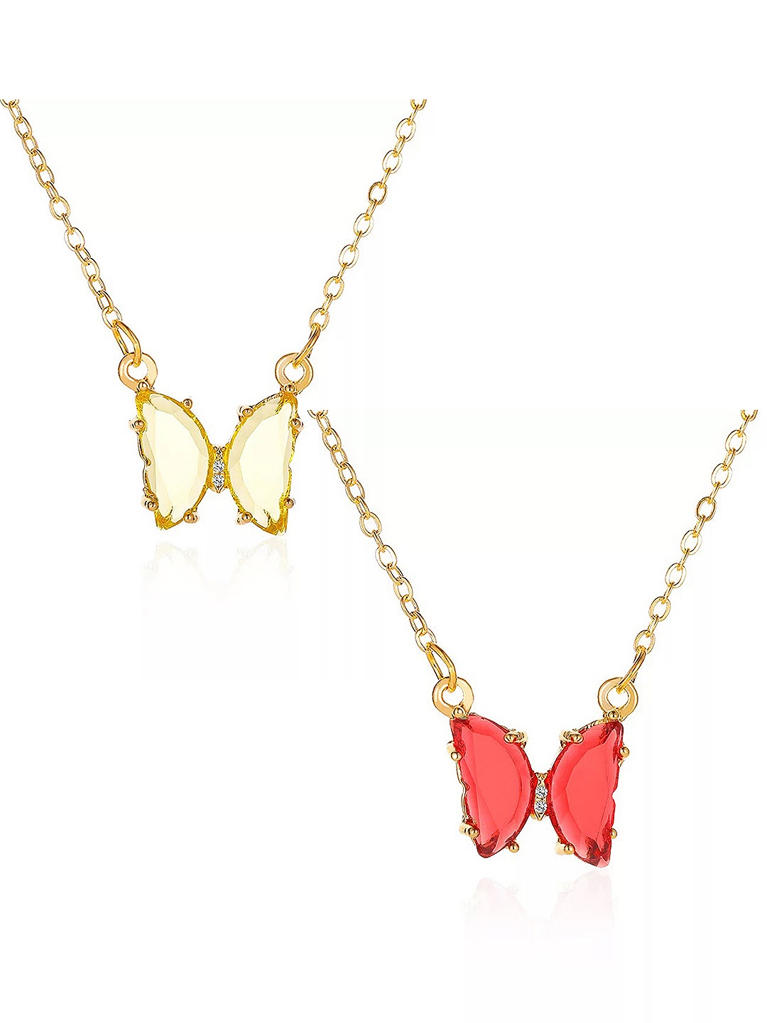 

Vembley Set-2 Gold-Toned & Red Gold-Plated Necklace