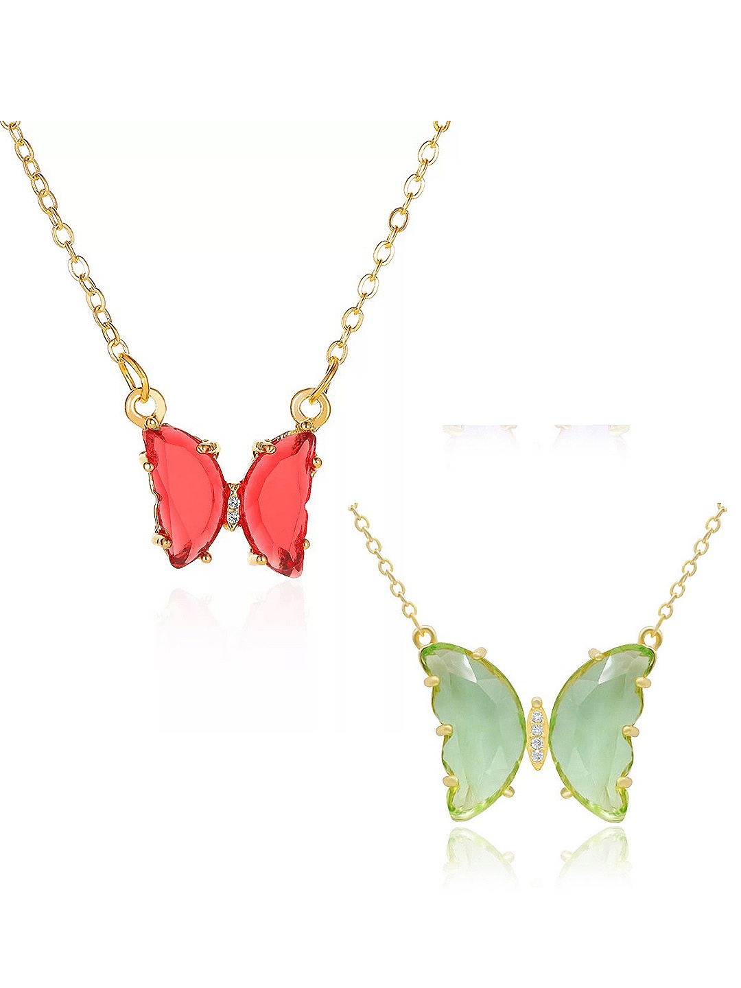 

Vembley Set Of 2 Red & Gold-Plated Necklace