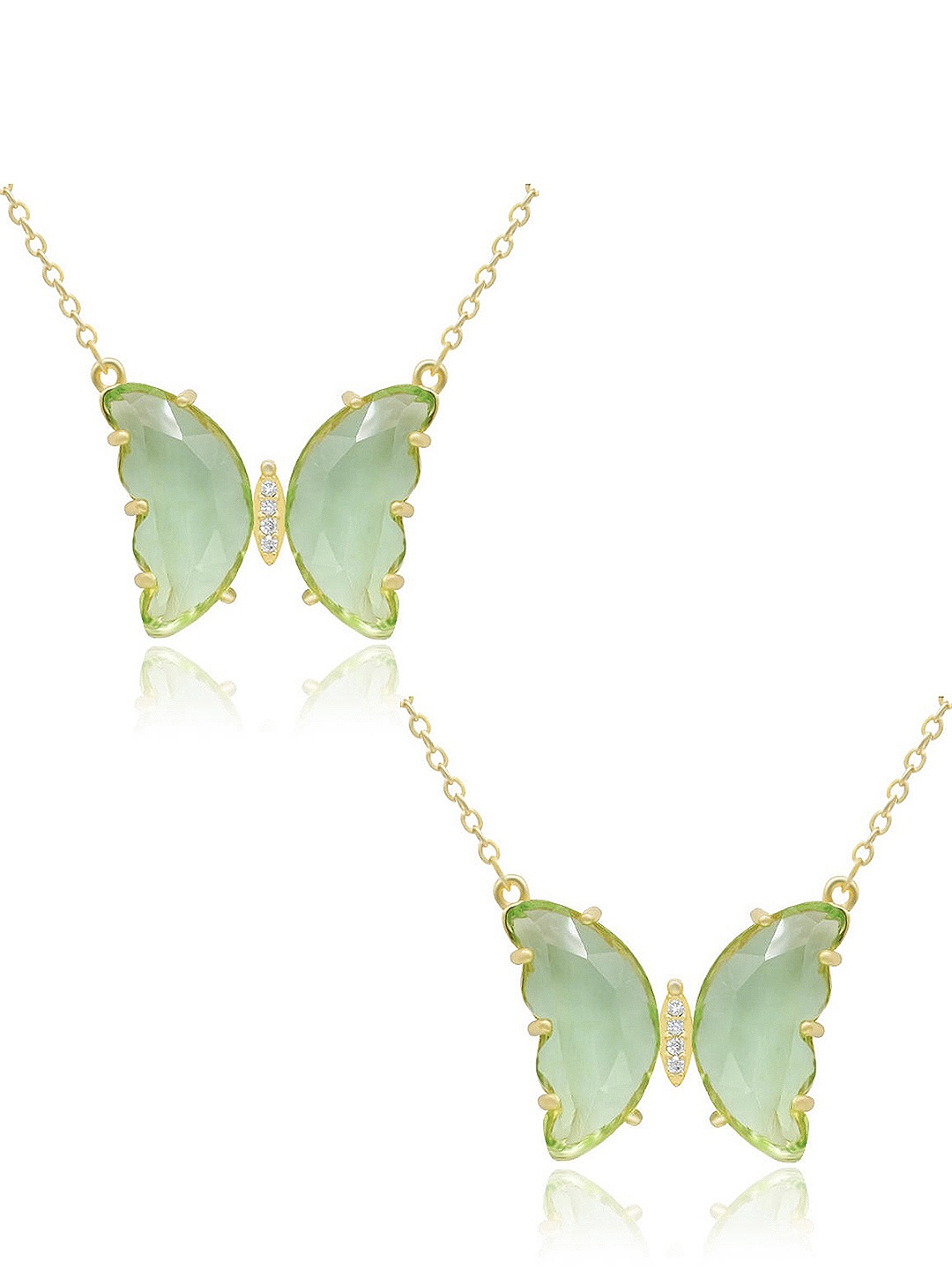 

Vembley Set of 2 Gold-Toned & Green Gold-Plated Necklace