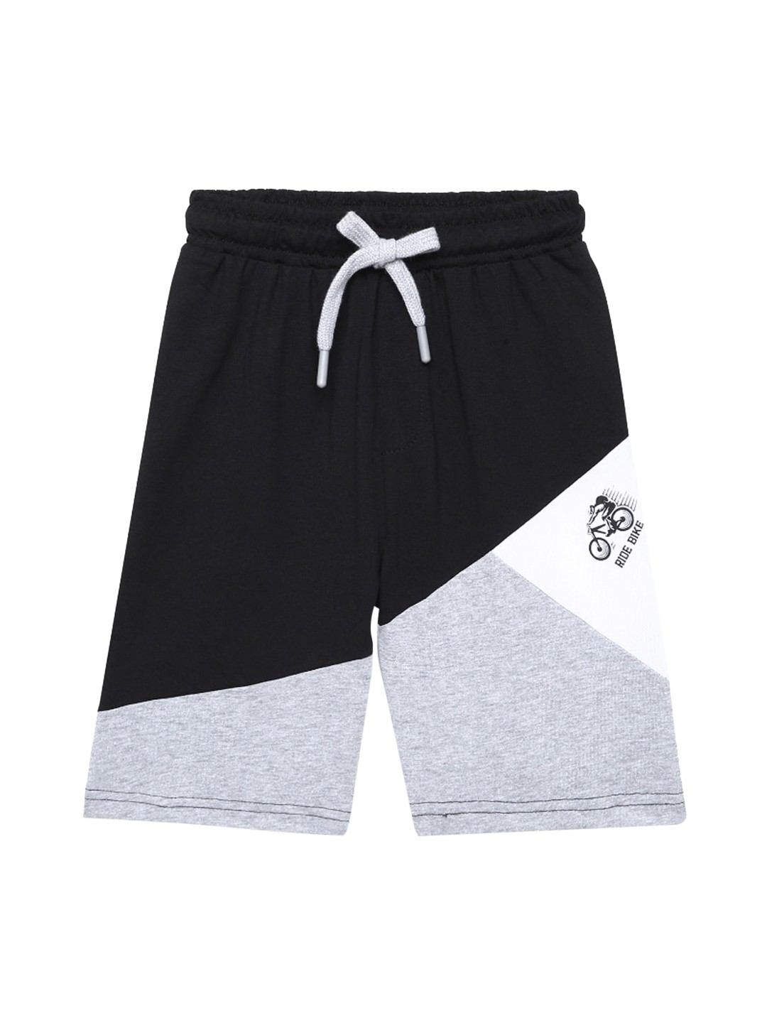 

UNDER FOURTEEN ONLY Boys Black Colourblocked Slim Fit Shorts