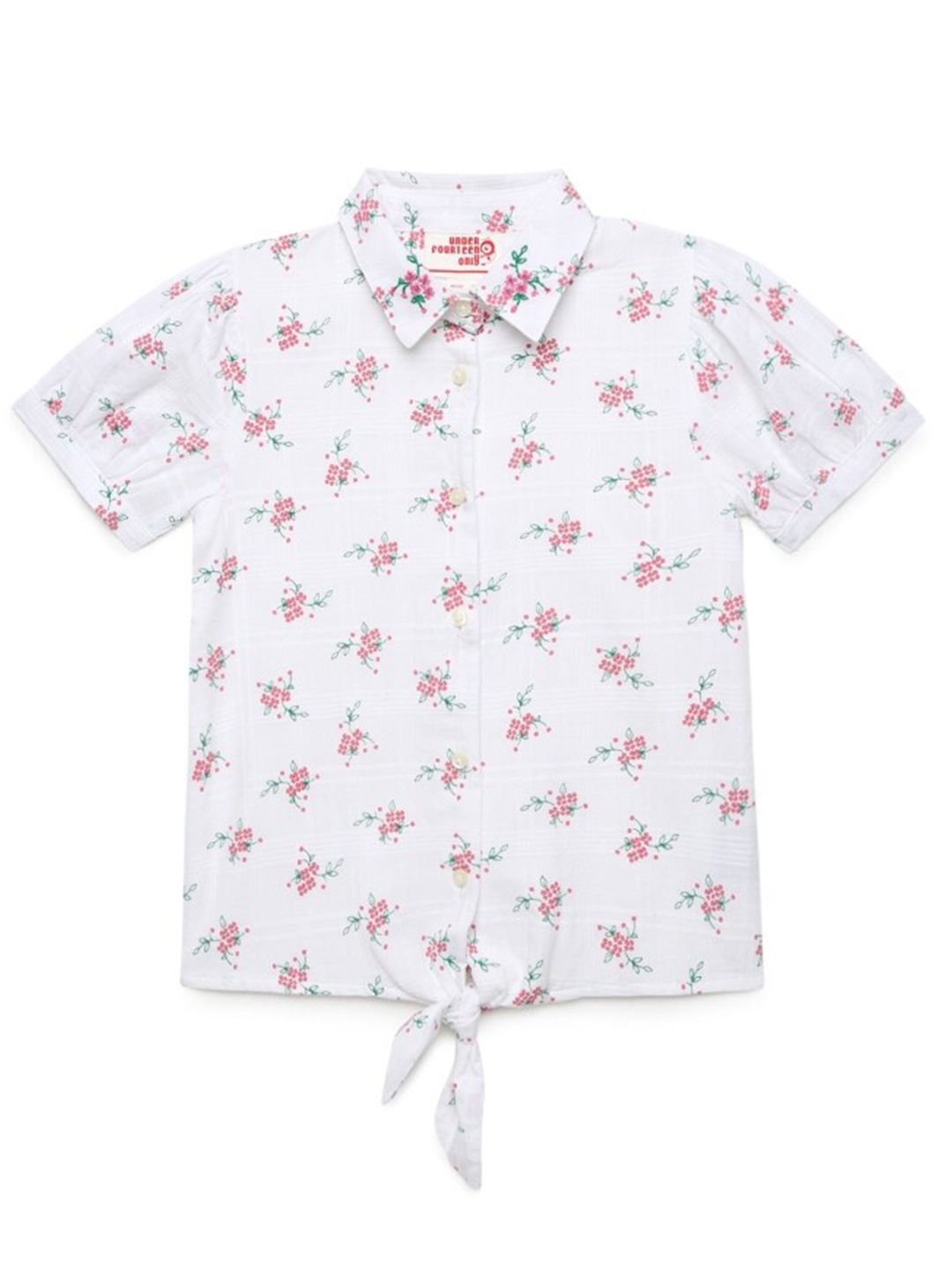 

UNDER FOURTEEN ONLY White Print Shirt Style Top