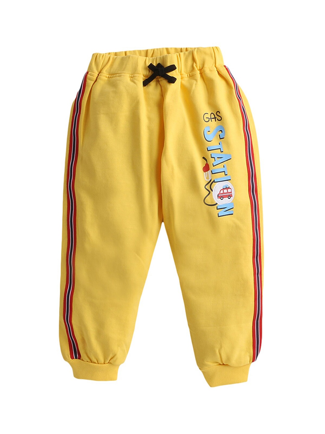 

Hopscotch Boys Yellow & Red Printed Joggers