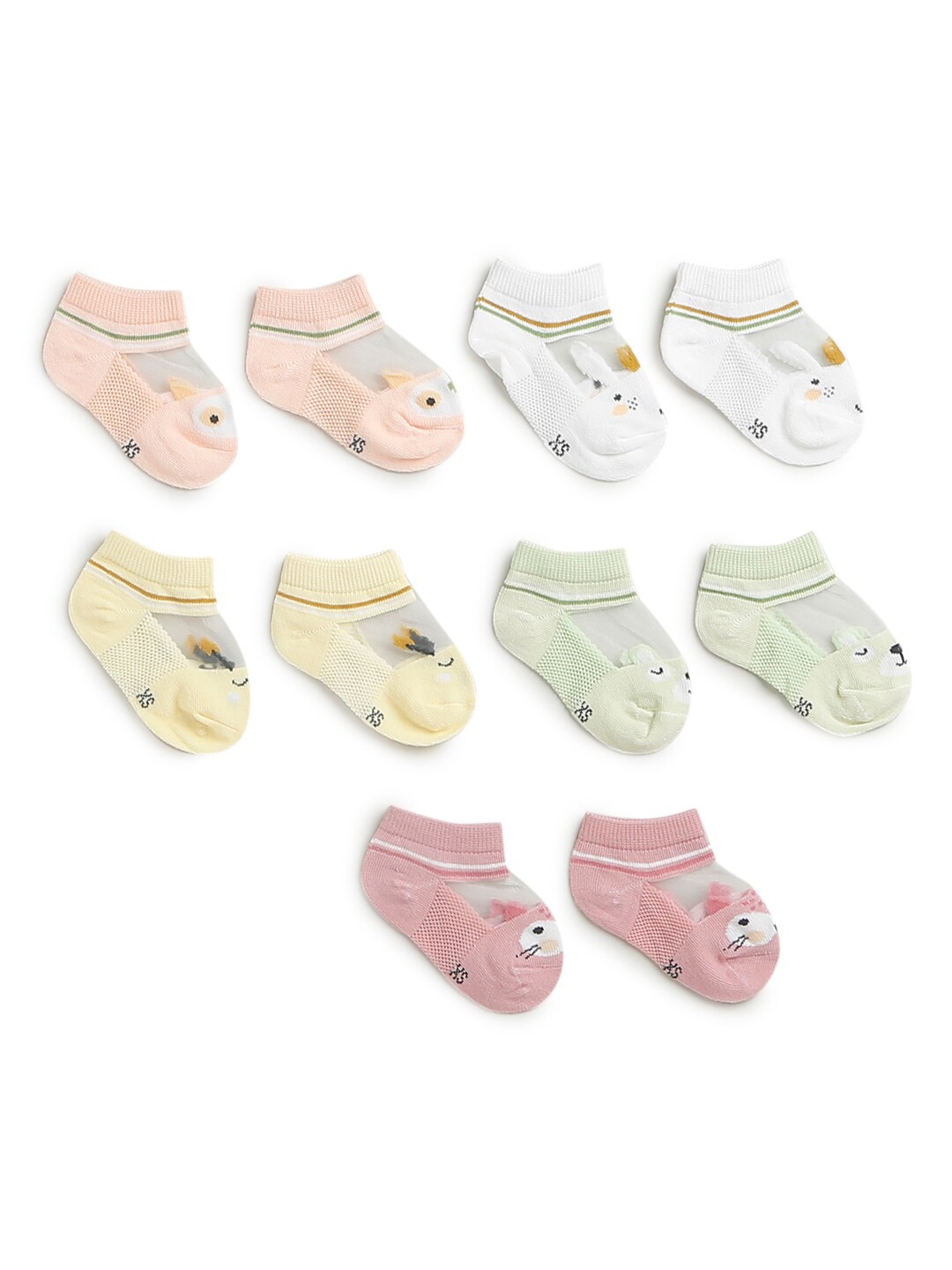 

Hopscotch Infant Boys Pack Of 5 Cartoon Animals Printed Ankle Length Socks, Peach