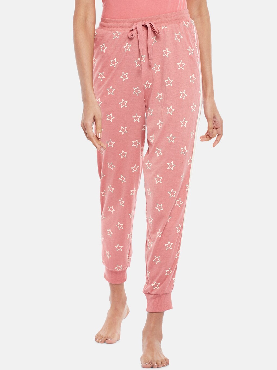 

Dreamz by Pantaloons Women Pink & White Printed Lounge Pants