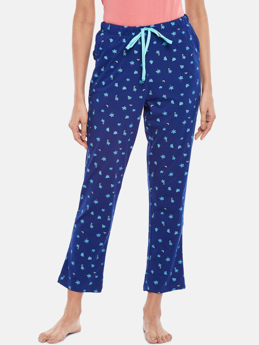 

Dreamz by Pantaloons Women Blue Printed Pure Cotton Lounge Pant