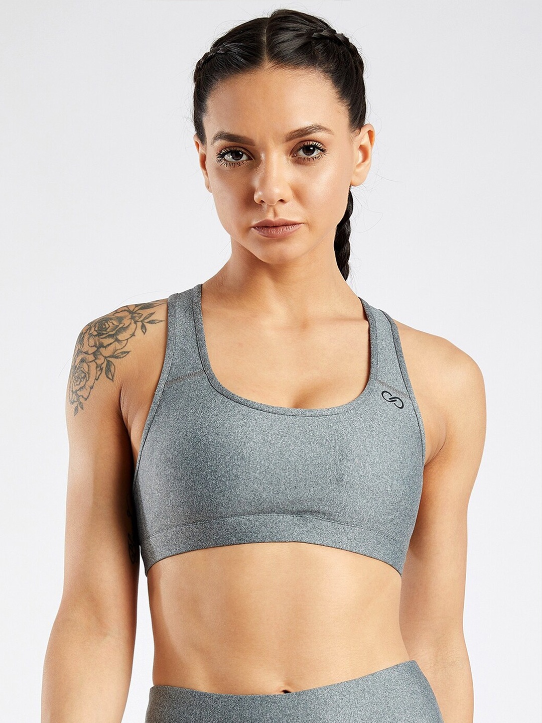 

CREEZ Grey Rapid-Dry Anti-Microbial Sports Bra with Anti-odour Technology