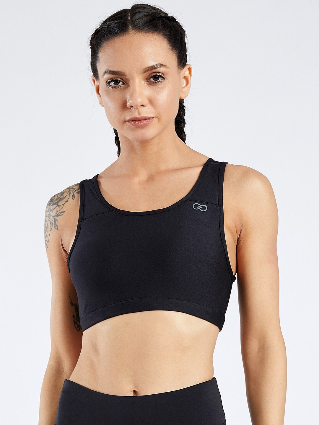 

CREEZ Black Rapid-Dry Anti-Microbial Sports Bra