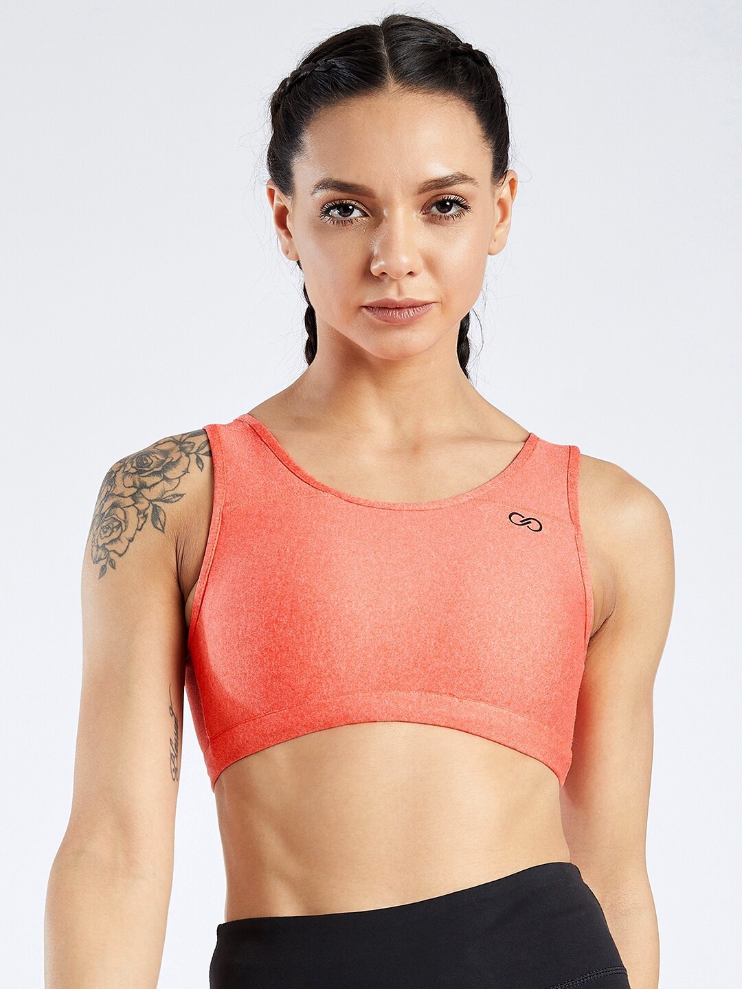 

CREEZ Orange Rapid-Dry Anti-Microbial Sports Bra Underwired