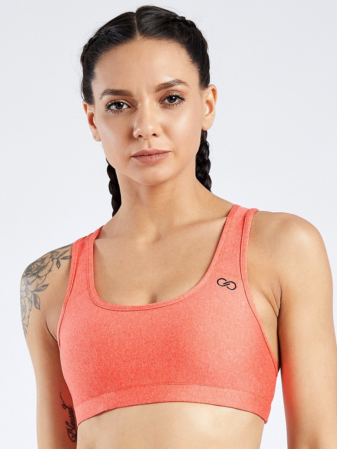 

CREEZ Orange Rapid-Dry Anti-Microbial Sports Bra with Anti-odour Technology