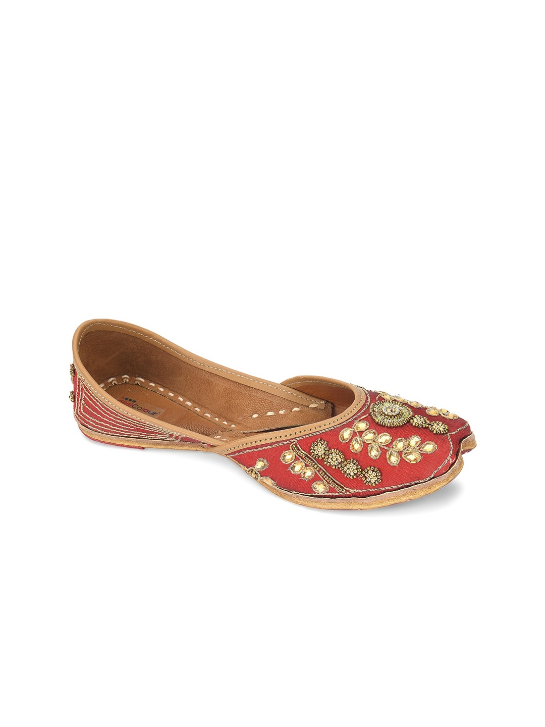 

DESI COLOUR Women Maroon Ethnic Mojaris Flats