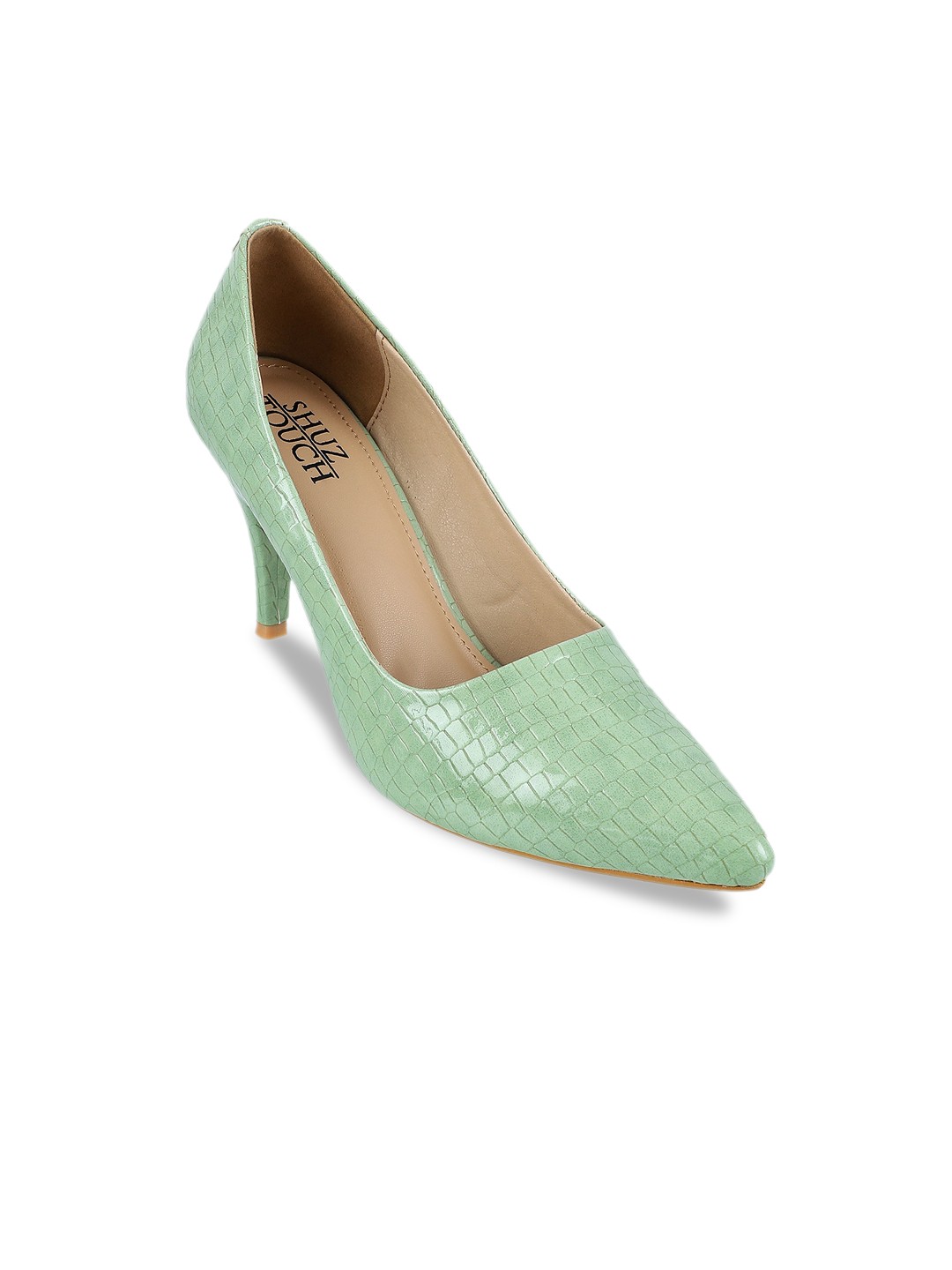 

SHUZ TOUCH Green Textured Pumps