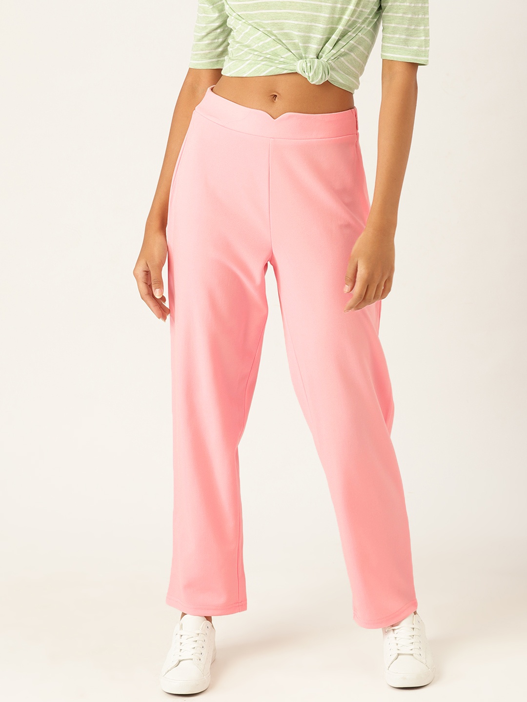 

DressBerry Women Pink Solid Trousers