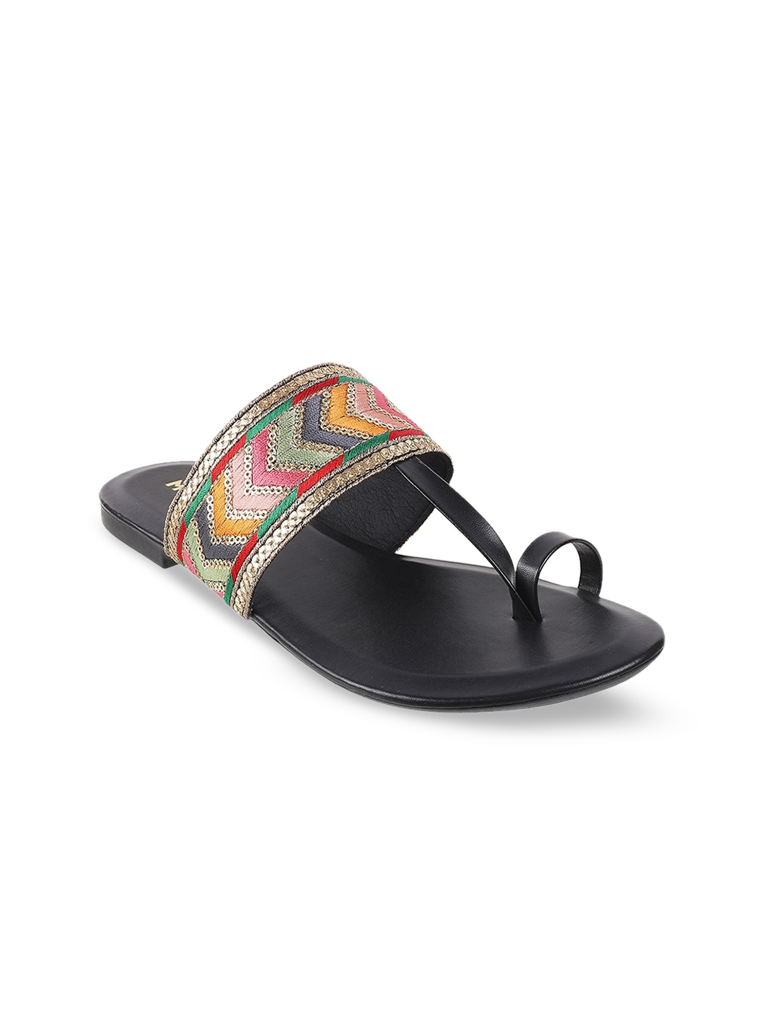 

Mochi Women Black Embellished One Toe Flats