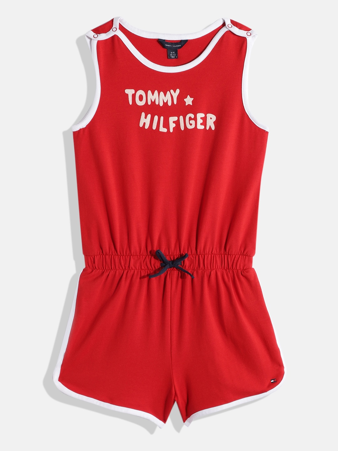 

Tommy Hilfiger Girls Brand Logo Printed Playsuit, Red