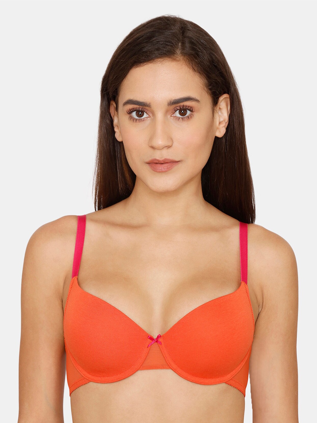 

Zivame Orange & Magenta Solid Lightly Padded T-shirt Bra