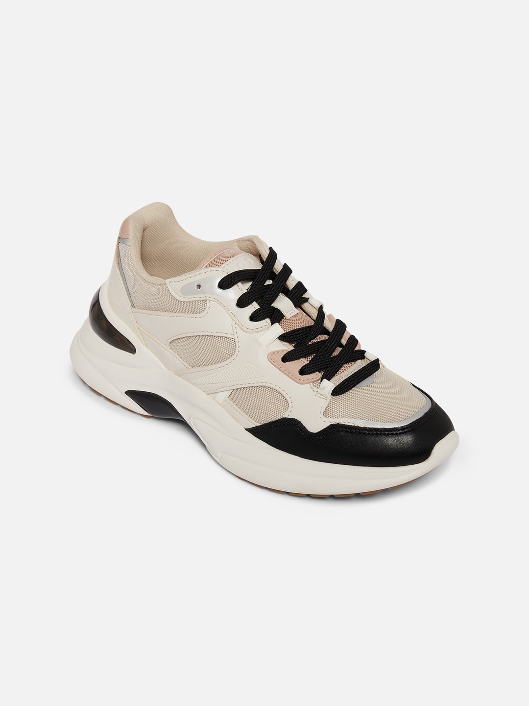 

ALDO Women Beige & Black Colourblocked Sneakers