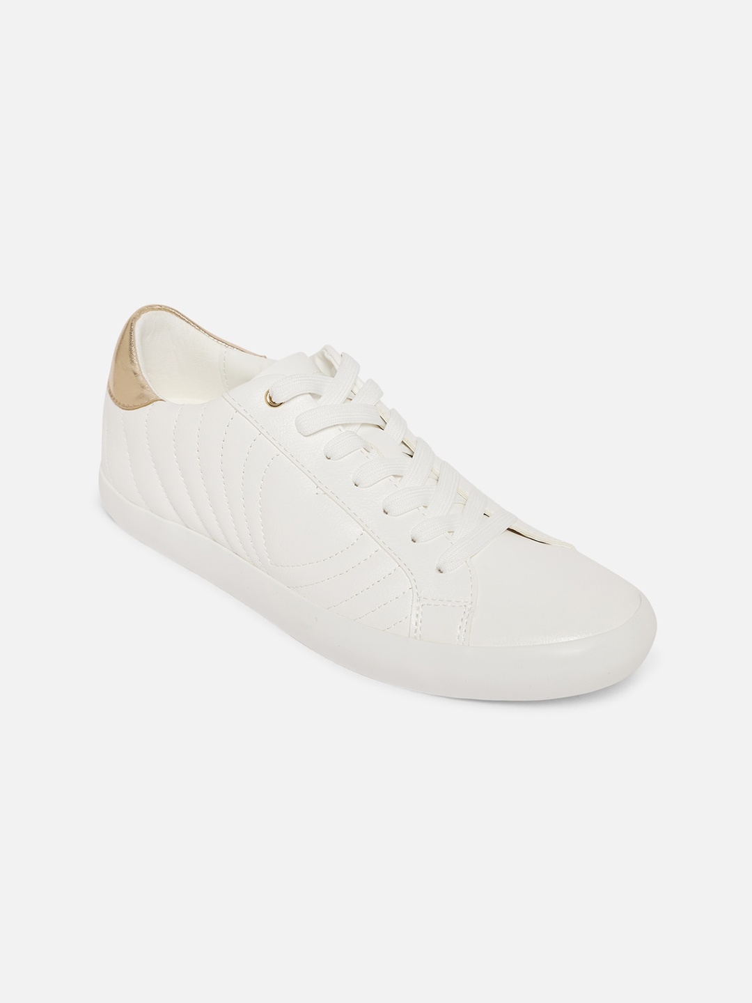 

ALDO Women White & Gold-Toned Sneakers