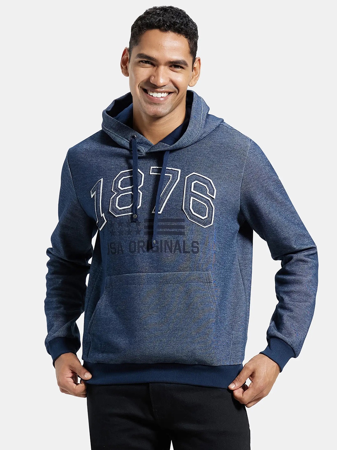 

Jockey Combed Cotton Rich Hoodie Sweatshirt with Ribbed Cuffs-UM22, Navy blue
