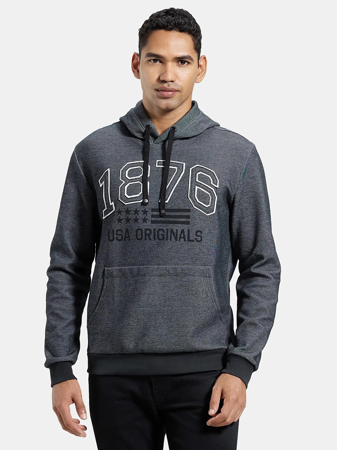 

Jockey Combed Cotton Rich Hoodie Sweatshirt with Ribbed Cuffs-UM22, Black