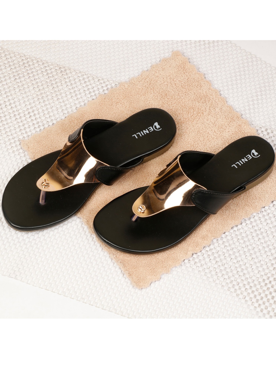 

Denill Women Copper-Toned T-Strap Flats