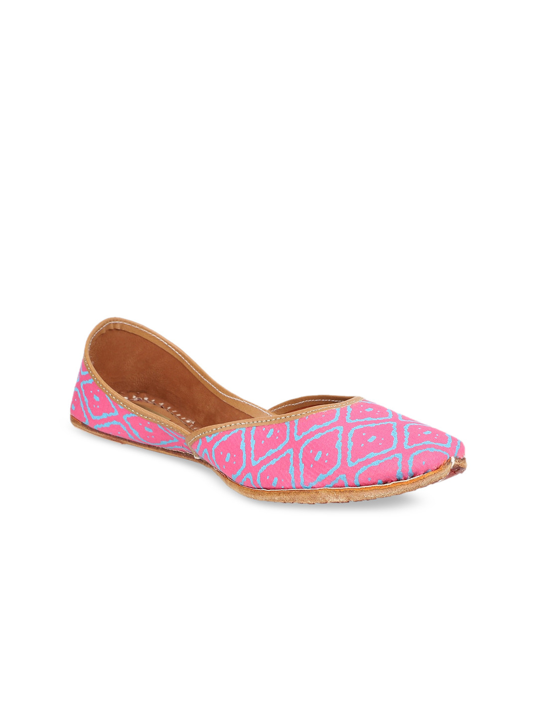 

Ta Chic Women Pink Printed Ethnic Mojaris Flats