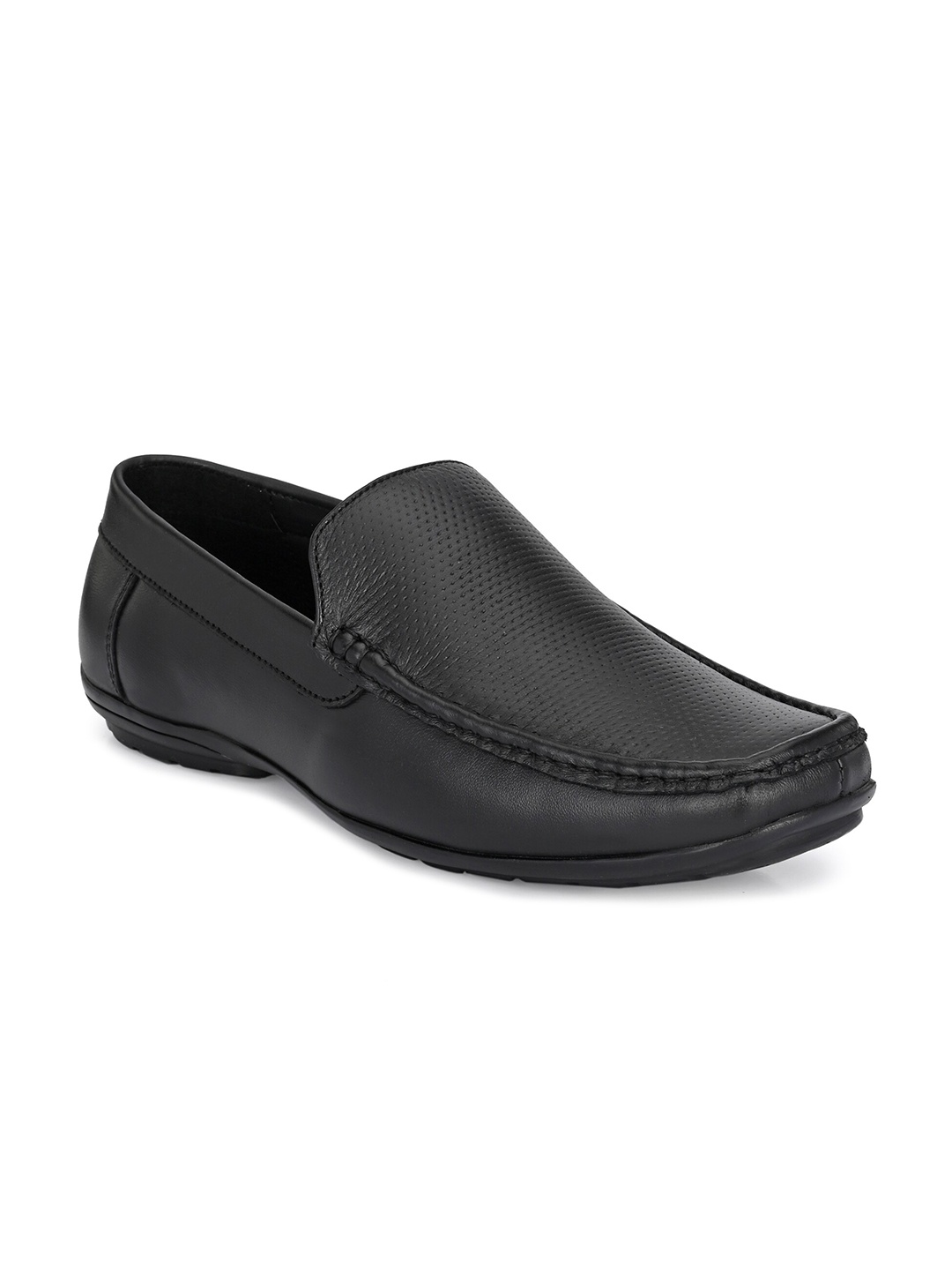 

El Paso Men Black Solid Leather Formal Loafers