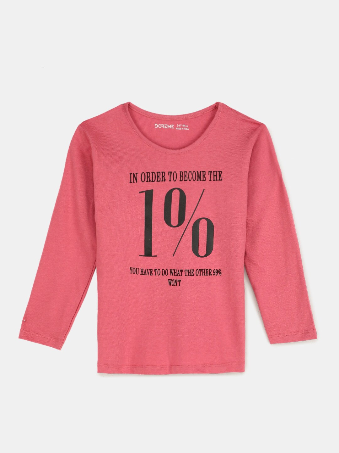 

Hopscotch Girls Red Typography Printed Pure Cotton T-shirt