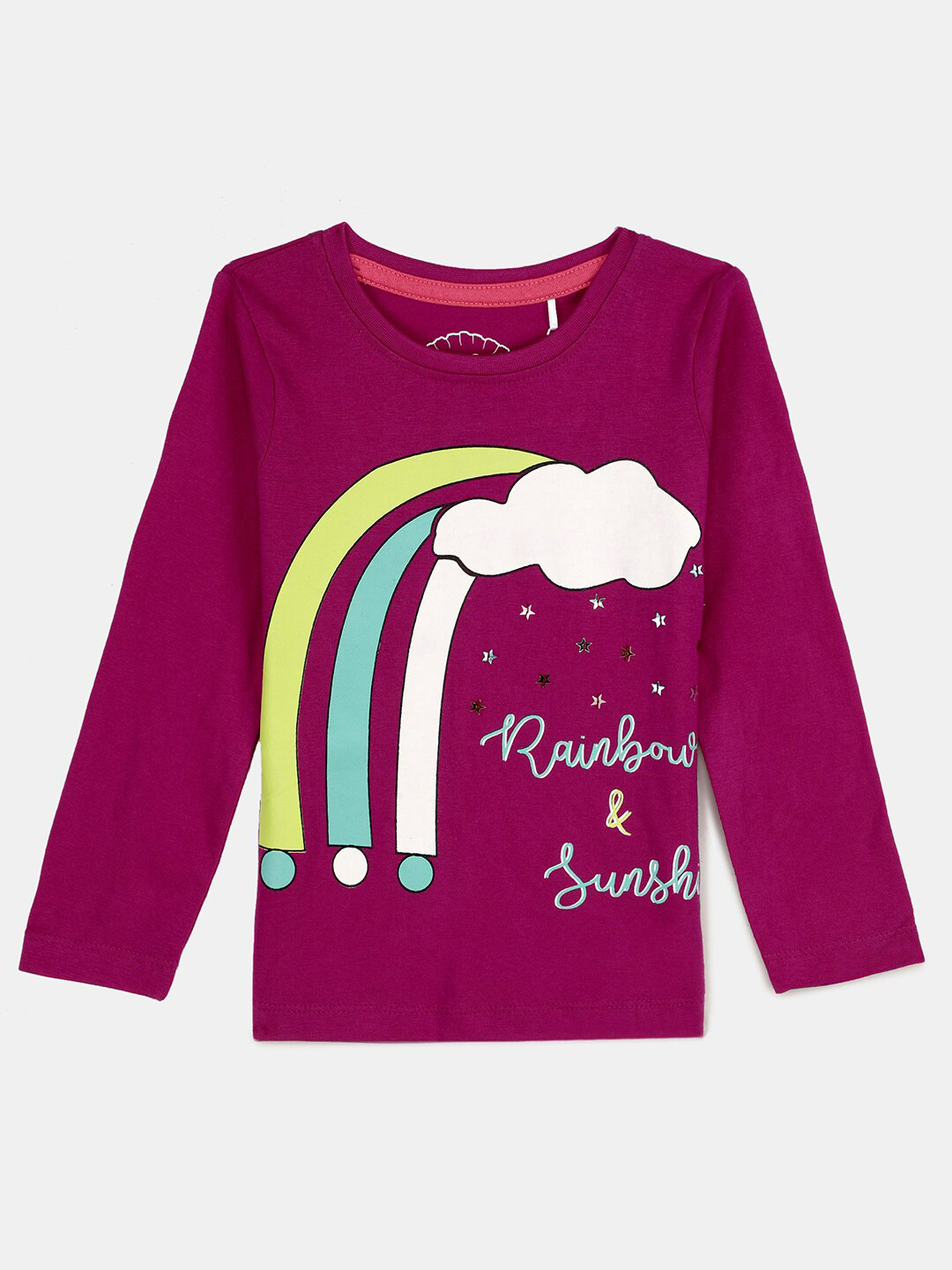 

Hopscotch Girls Purple Typography Printed Pure Cotton T-shirt