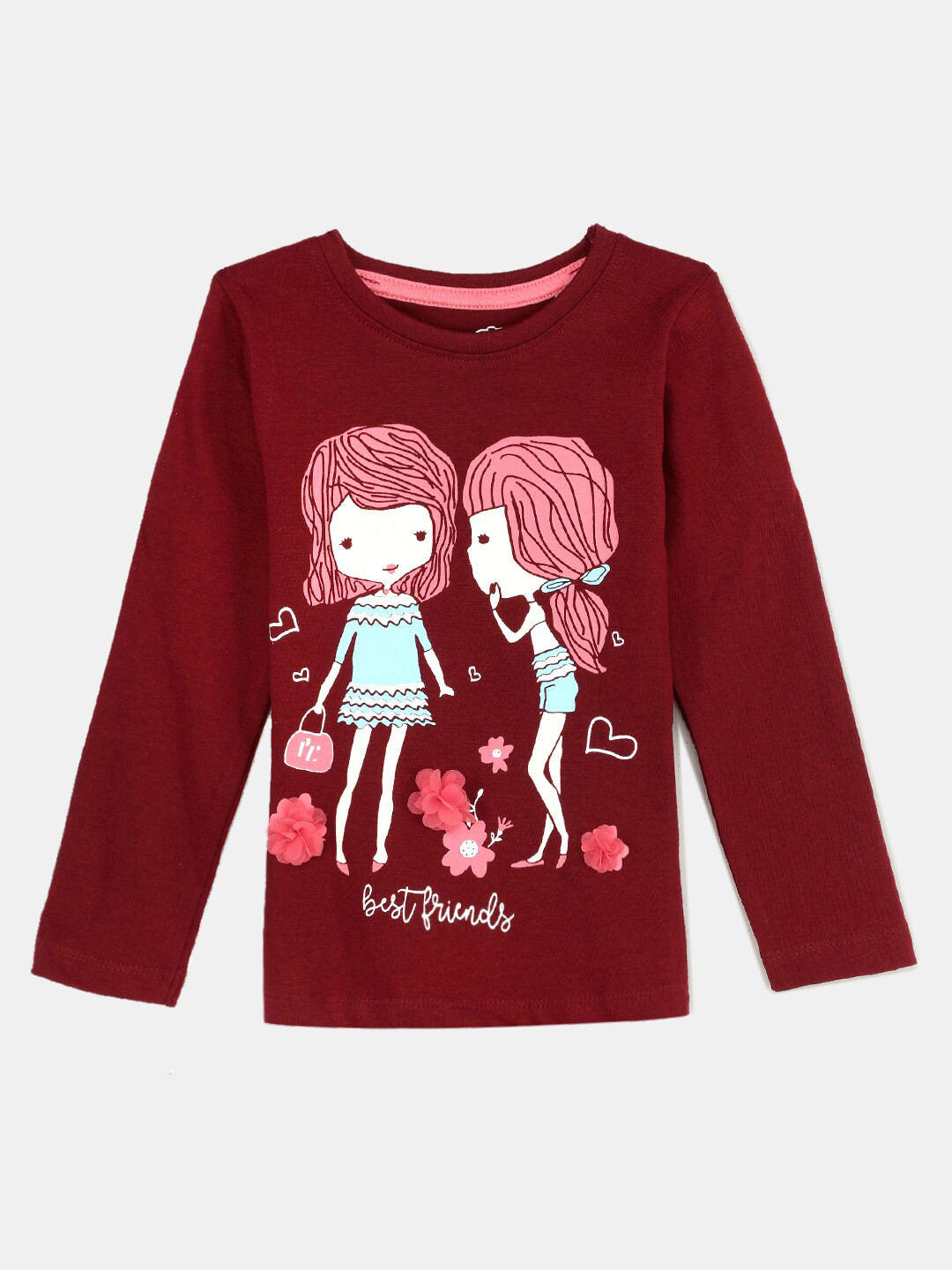 

Hopscotch Girls Red Printed Pure Cotton T-shirt
