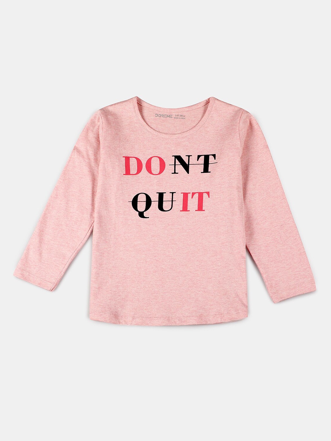 

Hopscotch Girls Pink & Black Typography Printed T-shirt