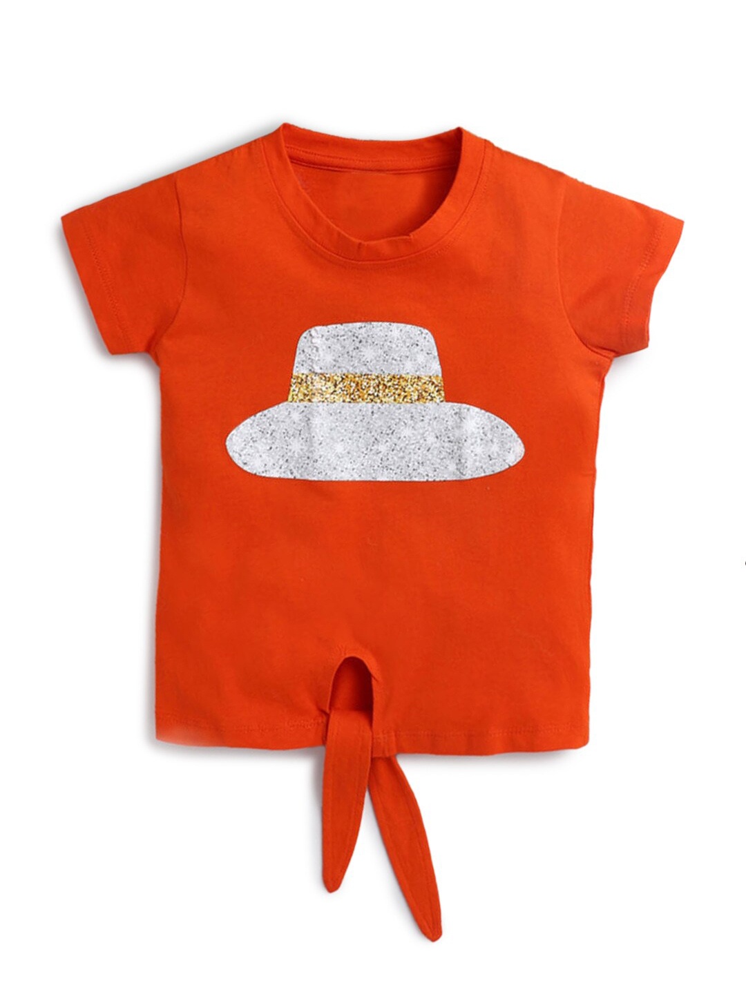 

Hopscotch Girls Orange Printed T-shirt