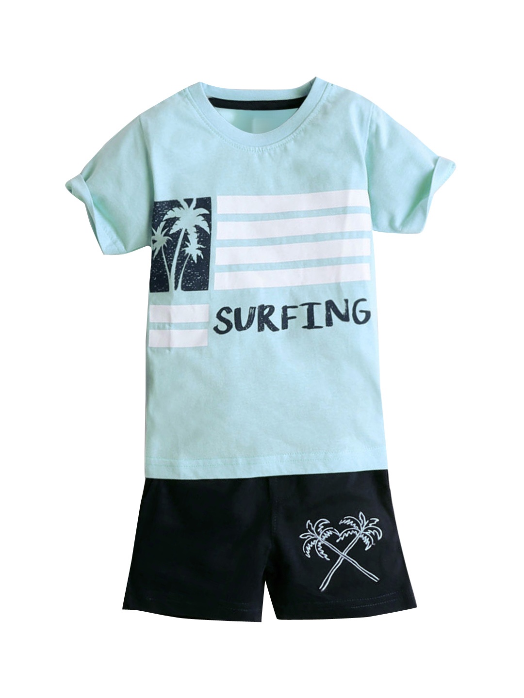 

Hopscotch Boys Blue Printed T-Shirt with Shorts