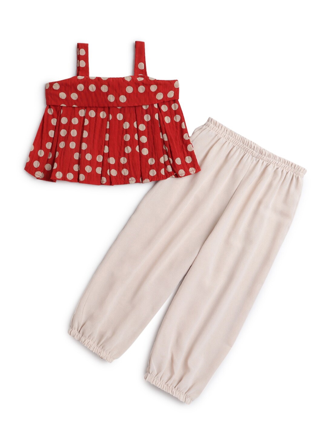 

Hopscotch Girls Maroon & Taupe Printed Top with Trousers