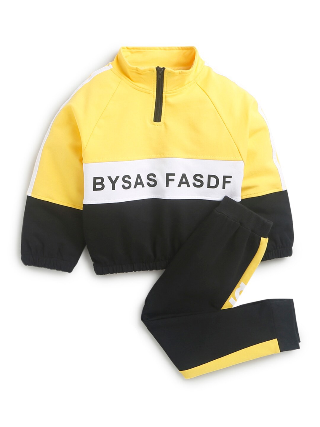 

Hopscotch Boys Yellow & Black Printed Jacket with Jogger
