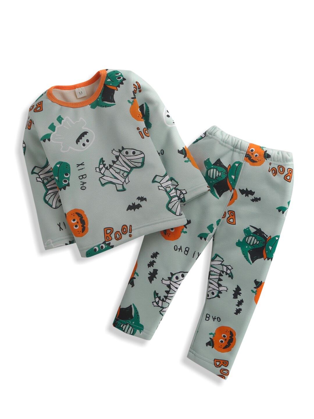 

Hopscotch Boys Green & Grey Printed Night suit