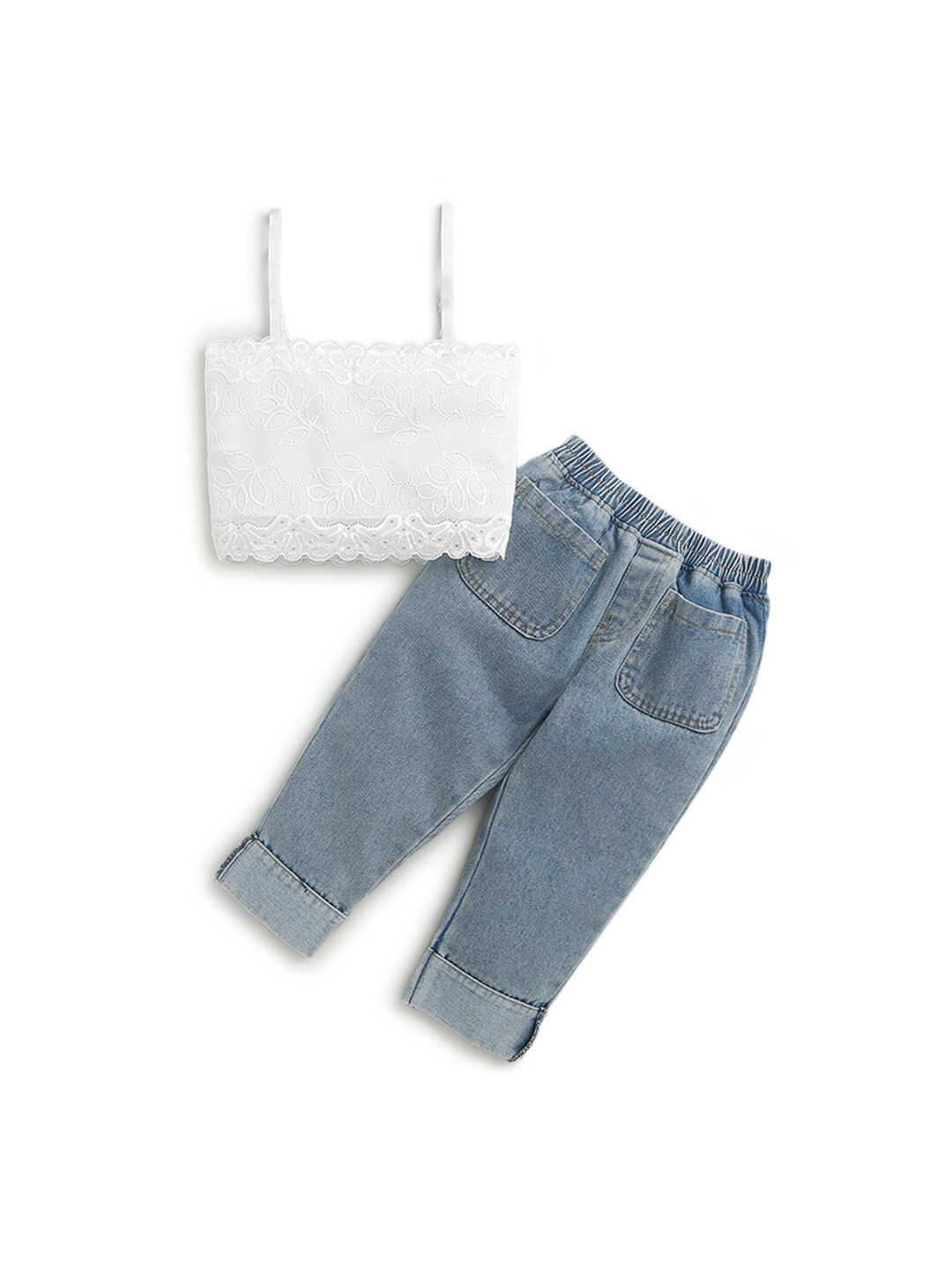 

Hopscotch Girls White & Blue Top with Trousers