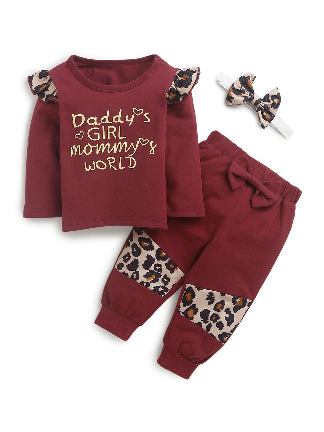 

Hopscotch Girls Red Printed Pure Cotton Sweatshirt with Jogger