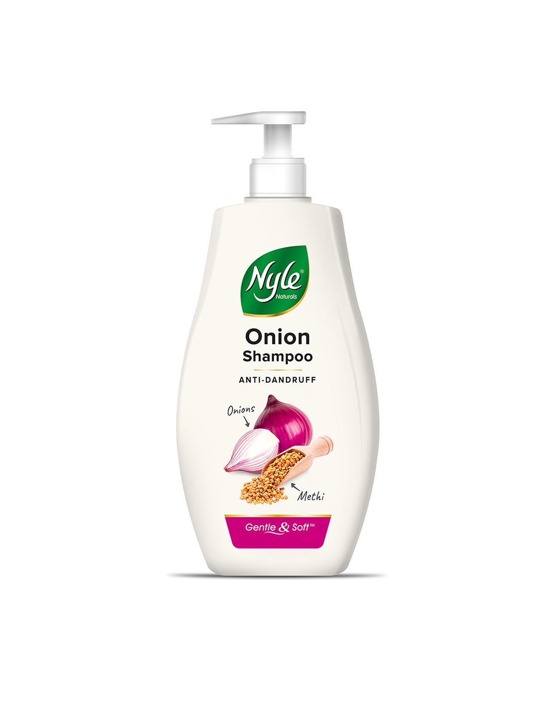 

Nyle Naturals Onion & Methi Anti Dandruff 2 In 1 Shampoo With Active Conditioner 400 ml, White