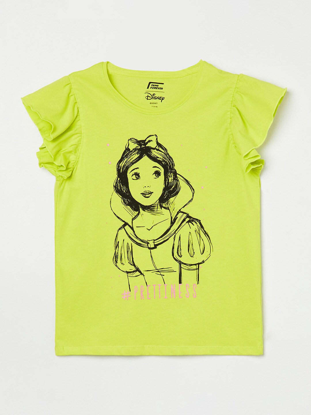 

Fame Forever by Lifestyle Girls Lime Green Snow White Printed Pure Cotton Top