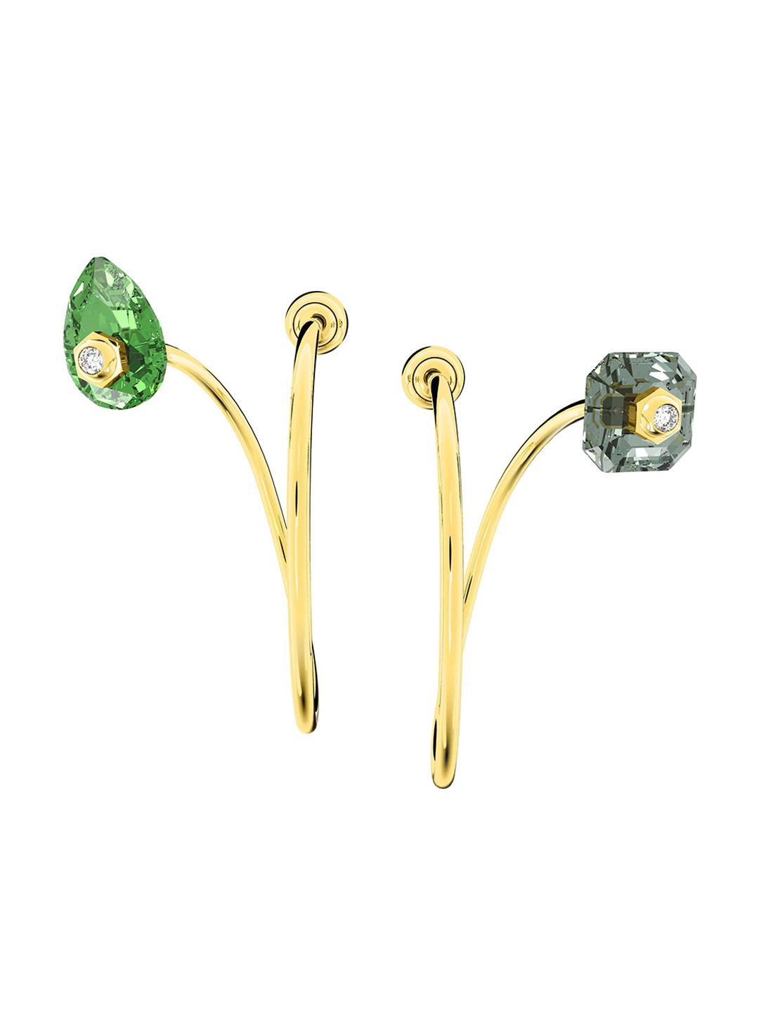 

SWAROVSKI Gold-Toned & Green Crystals Contemporary Drop Earrings