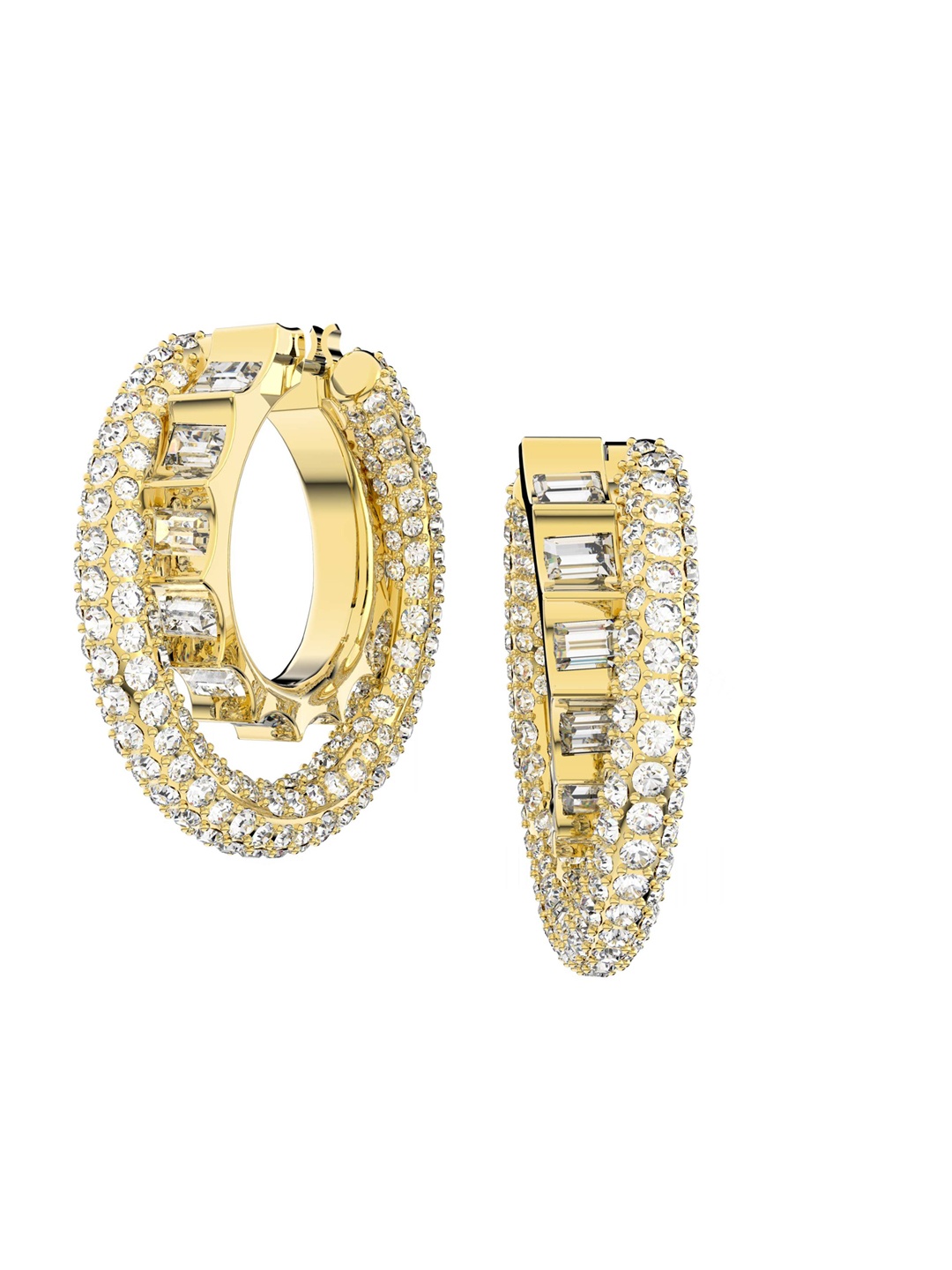 

SWAROVSKI Gold-Toned & White Circular Hoop Earrings