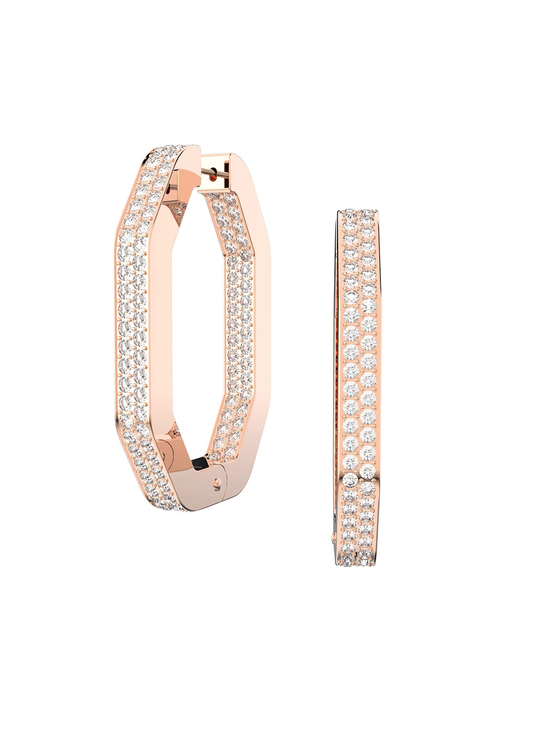 

SWAROVSKI Rose Gold Geometric Crystal Studded Hoop Earrings