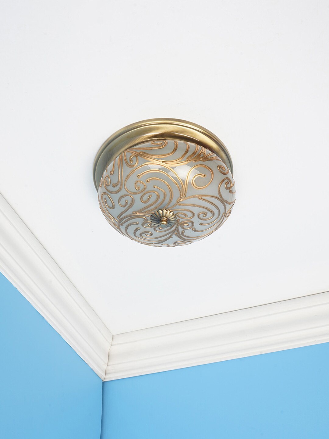 

Fos Lighting Gold-Toned Hand Painted Jaipuria Brass Ceiling Lamp