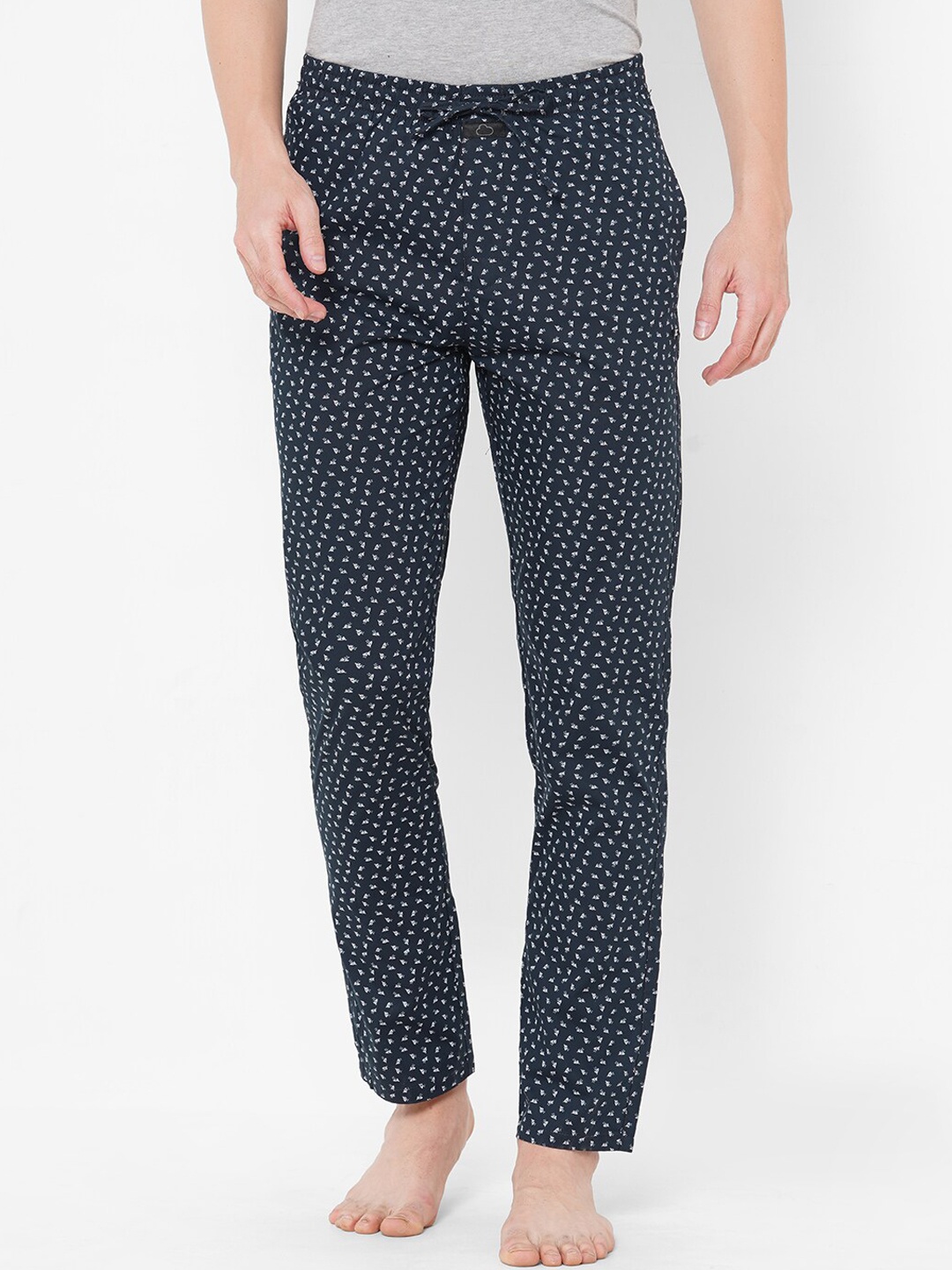 

Sweet Dreams Men Navy Blue Printed Cotton Lounge Pants