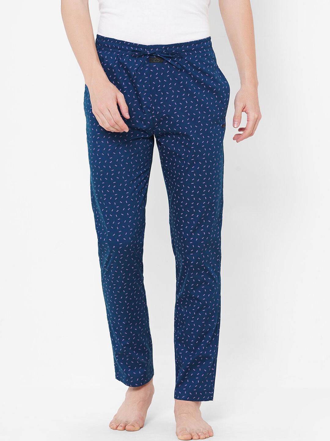 

Sweet Dreams Men Navy Blue Printed Cotton Lounge Pants