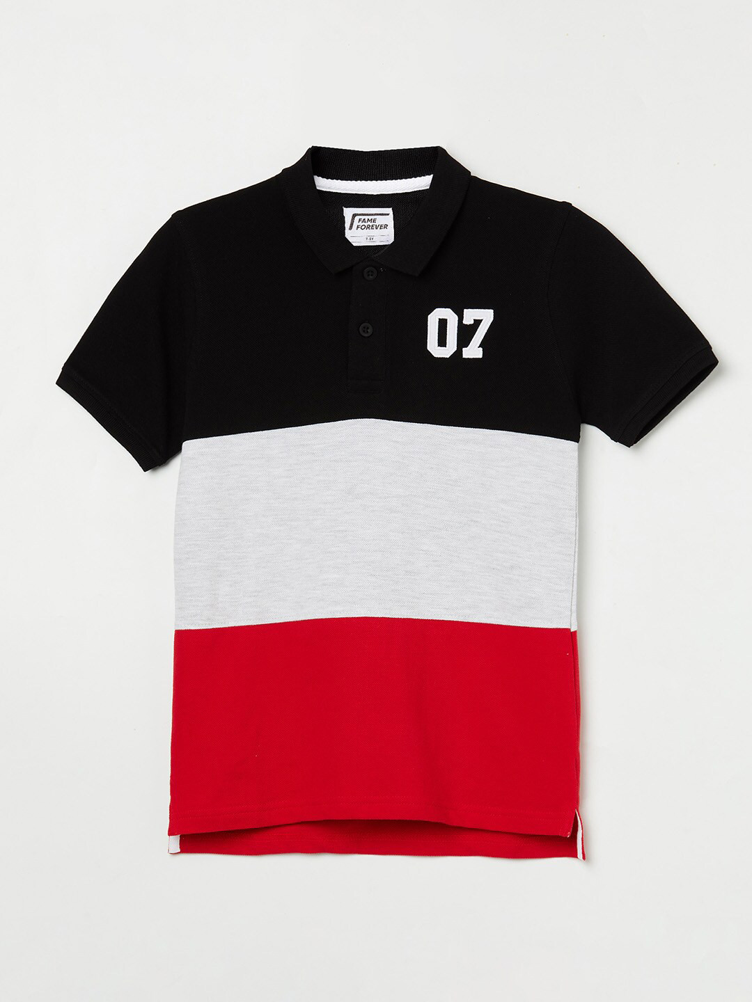 

Fame Forever by Lifestyle Boys Multicoloured Colourblocked Polo Collar Pure Cotton T-shirt, Multi