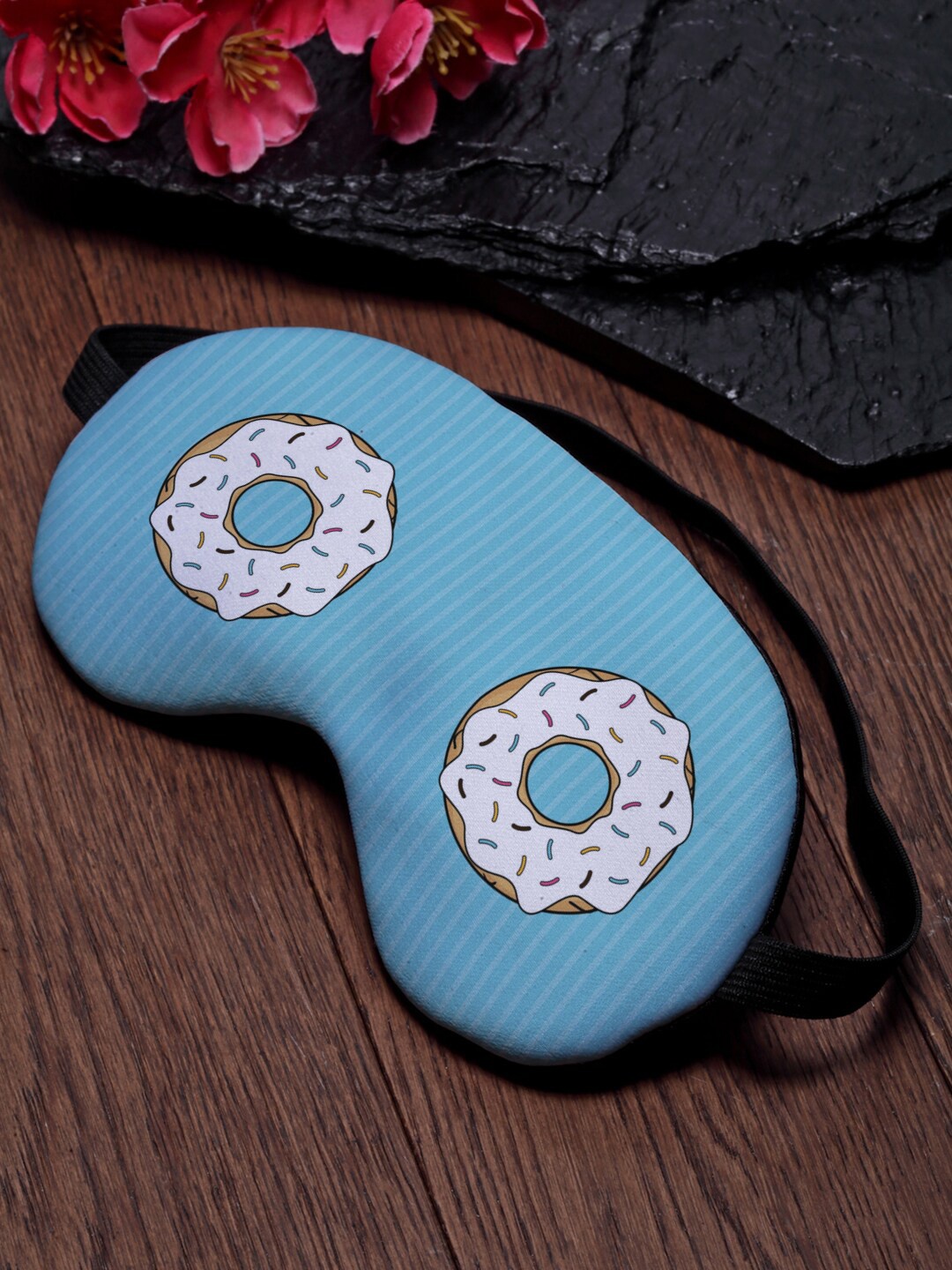 

Ferosh Blue & White Striped Donut Printed Eye Mask