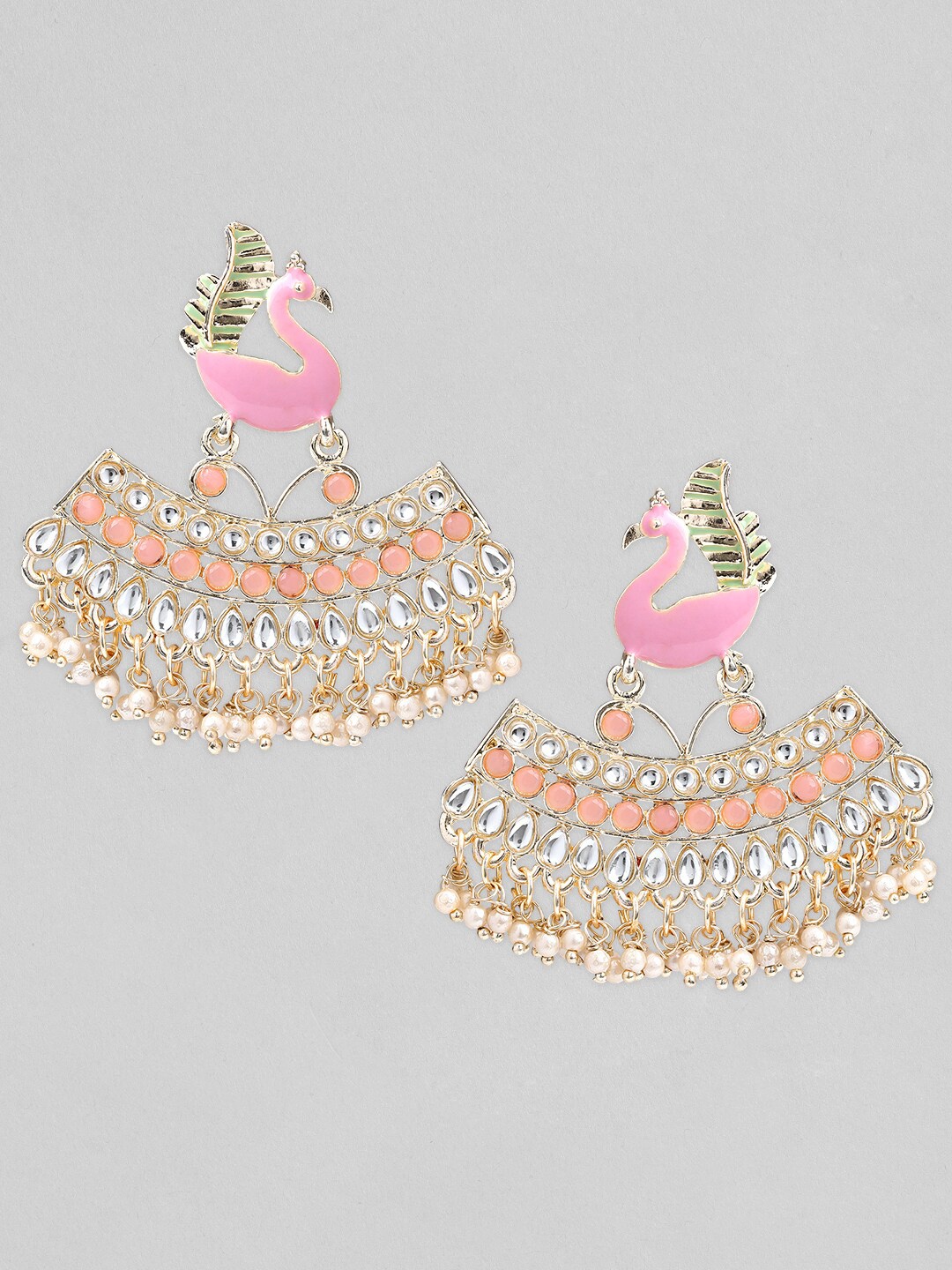 

Anouk Gold-Plated & Pink Crescent Shaped Chandbalis Earrings