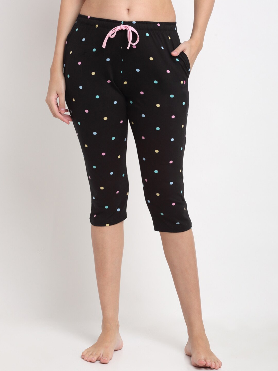 

ANTI CULTURE Women Black & White Printed Cotton Capris