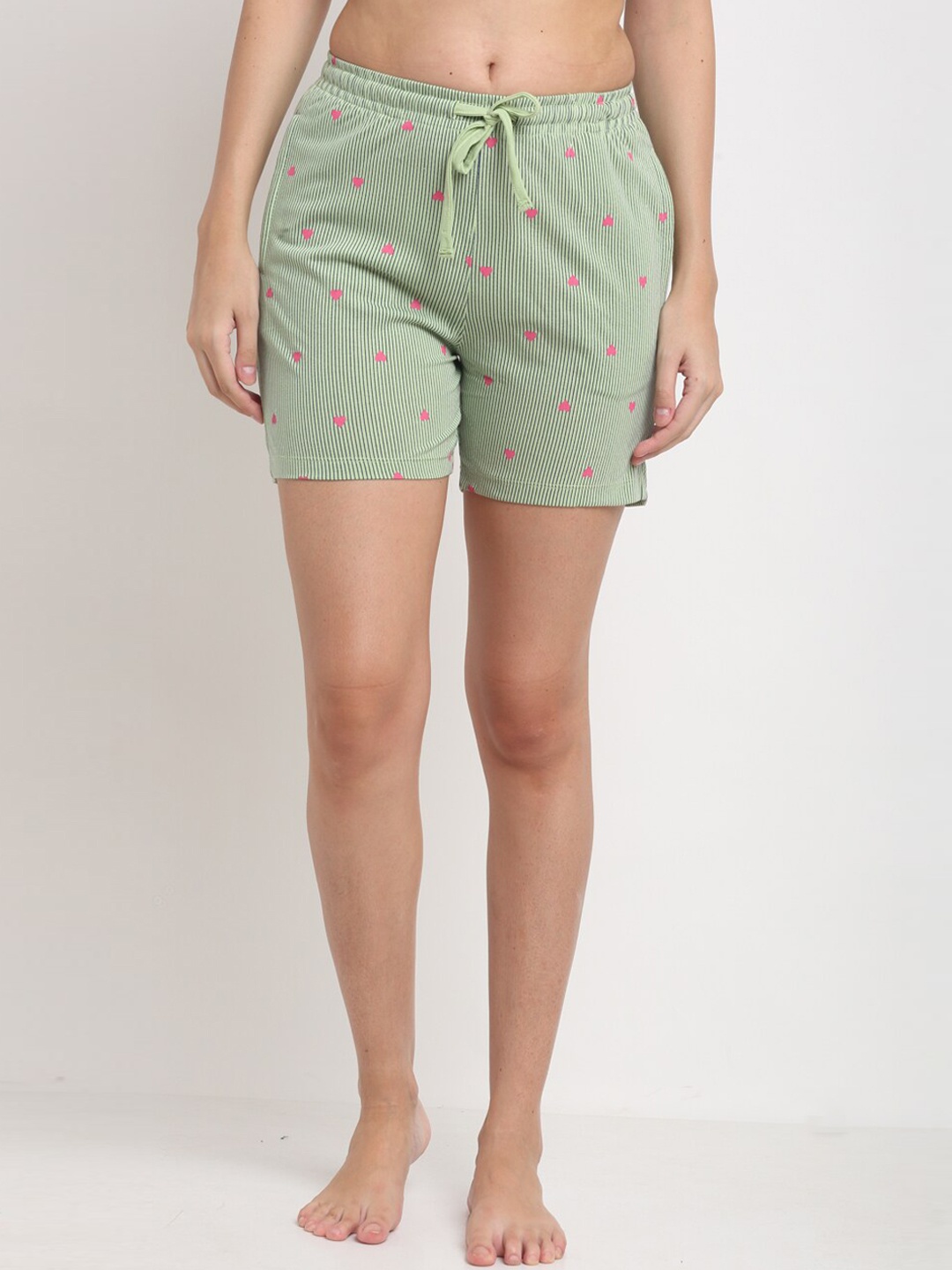 

ANTI CULTURE Women Green & Pink Printed Lounge Shorts